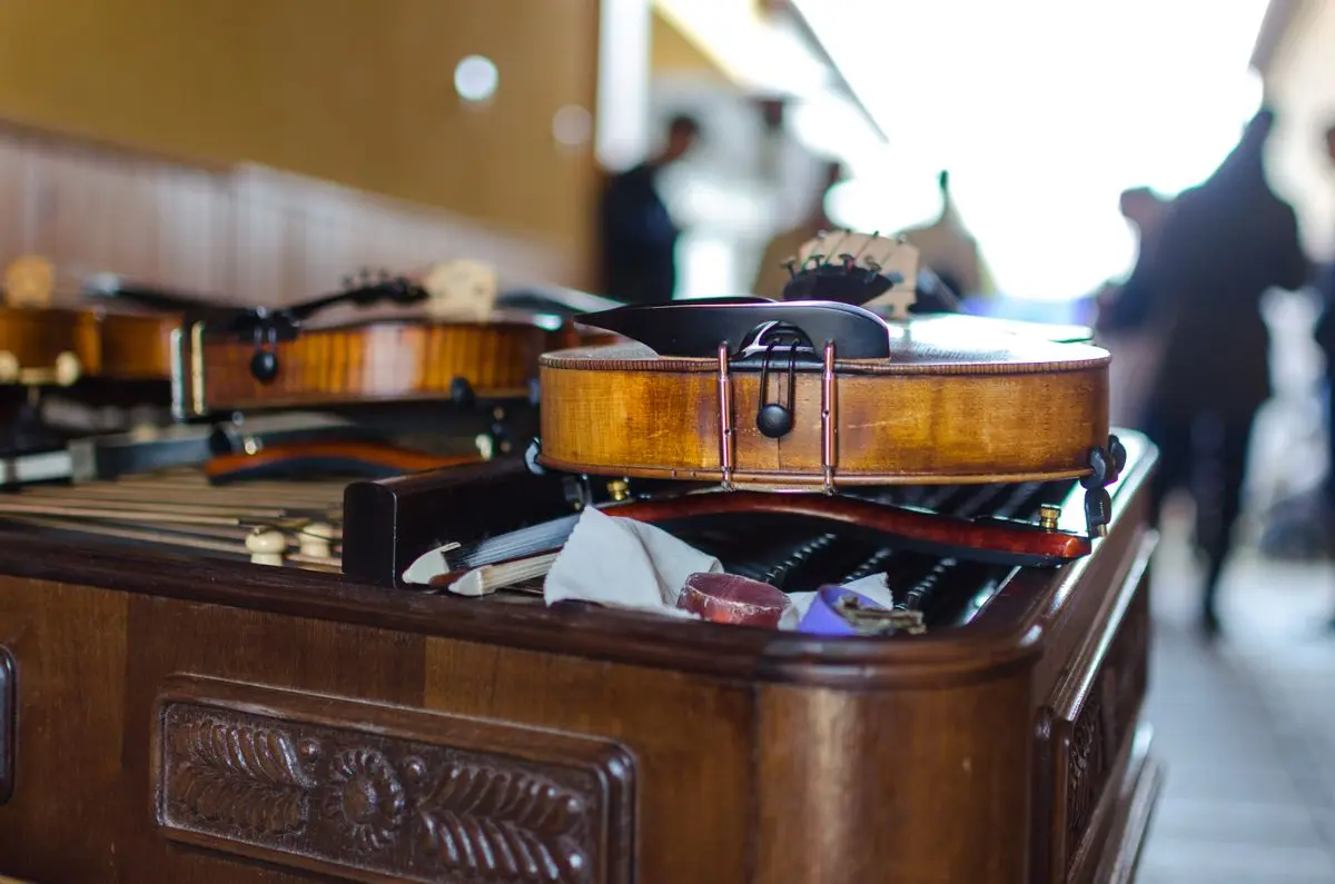 A strings instrument, representative of a viola.